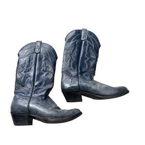 Imperial Women's 9.5 Navy Blue Leather Western Cowboy Boots Made in USA
